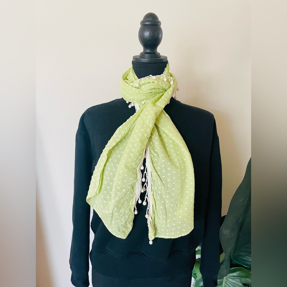J.Crew Lime Green Polka Dot Scarf
